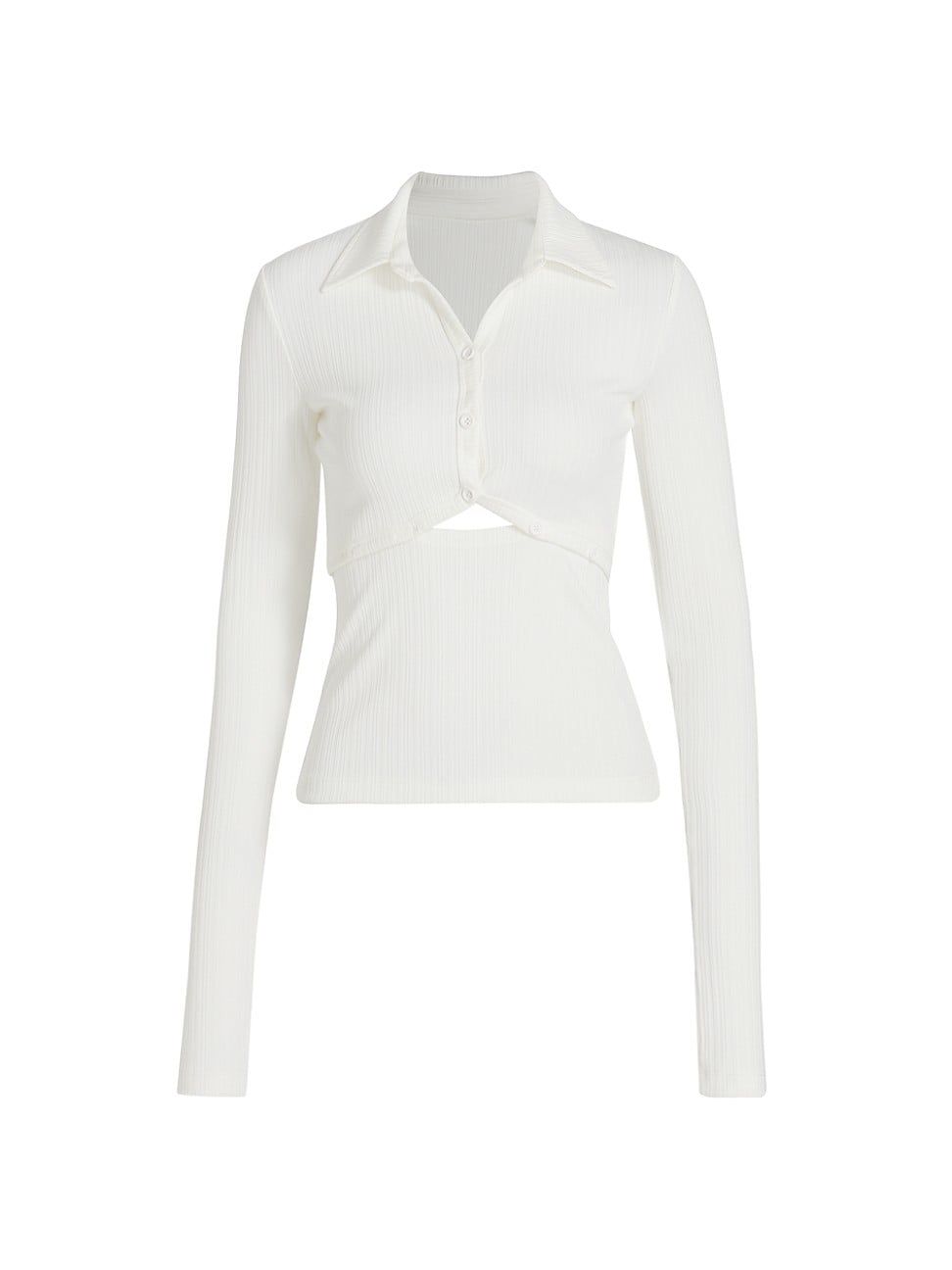 Women's Cut-Out Rib-Knit Polo Top - Ivory - Size Small - Ivory - Size Small | Saks Fifth Avenue