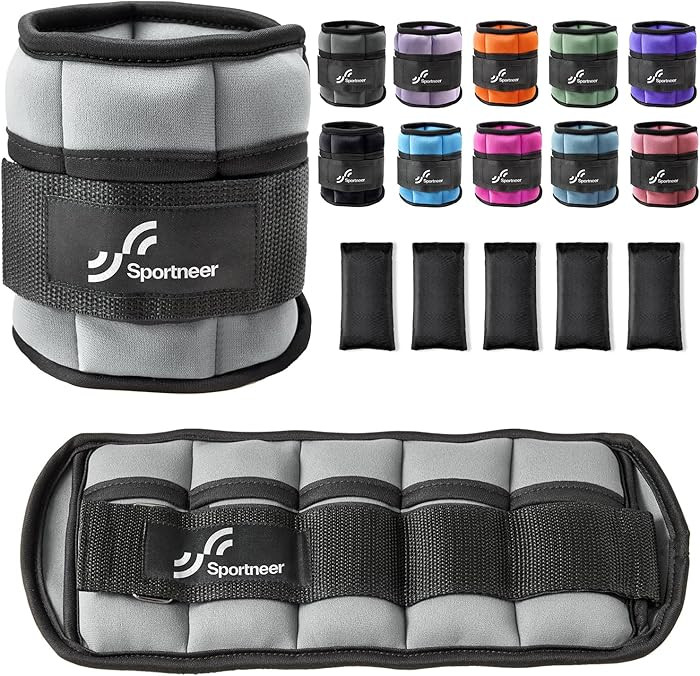 Sportneer Adjustable Ankle Weights Set - 1 Pair (2-10 lbs) Removable Sandbags for Women & Men, Co... | Amazon (US)