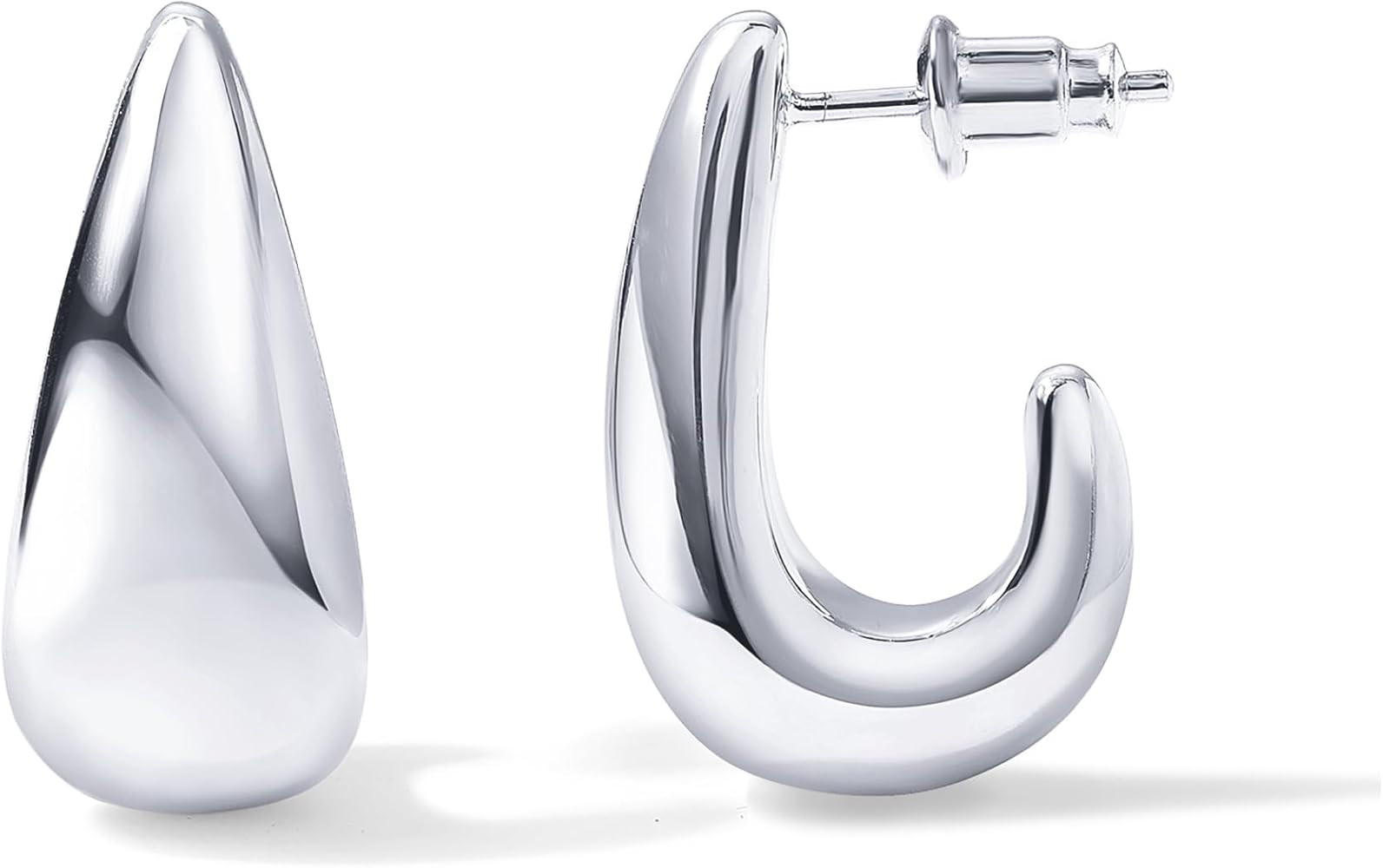 PAVOI 14K Gold Plated Sterling Silver Post Statement Huggie Earrings | Gold Dome Hoop Earrings fo... | Amazon (US)