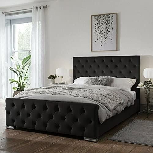 Beautiful Look Alton Upholstered Diamante Bed Frame Single/Double/King Size in Soft Plush Fabric ... | Amazon (UK)