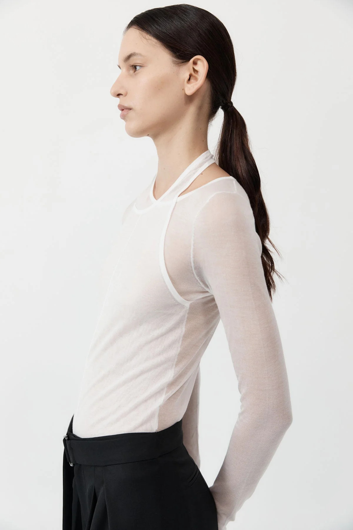 Semi Sheer Loop Top - White | St. Agni (US, UK, EU)