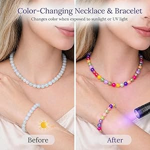 Dopamine Necklace UV Reactive Colorful Rainbow Beaded Necklace Dopamine Jewelry Set Color Changin... | Amazon (US)