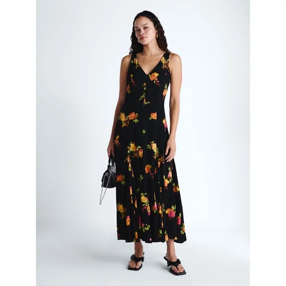 Scoop Women's and Women's Plus Maxi Godet Dress, Sizes 0-26W | Walmart (US)