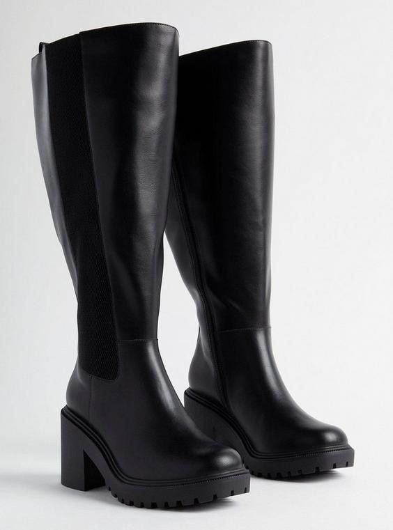 Lug Sole Chelsea Knee Boot (WW) | Torrid (US & Canada)