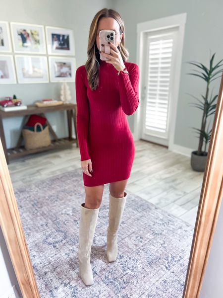 Holiday dress (XXS regular). Holiday outfit. Thanksgiving outfit. Date night dress. Christmas party outfit. Red sweater dress. Abercrombie sweater dress. Vince Camuto Kalinder boot (I sized up half a size).

 *Dress runs a little short so I sized up to XXS regular (instead of petite) and like the extra length. I’m 5’3.

#LTKshoecrush #LTKHoliday #LTKunder100