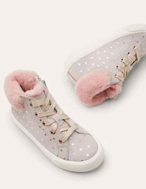 Suede High Top Sneakers - Grey Suede Stars | Boden US | Boden (US)