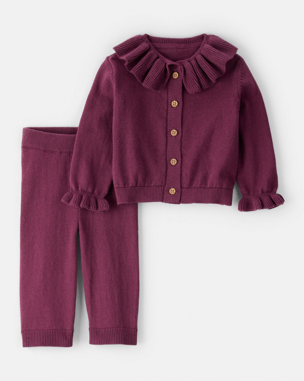 Baby Girl 2-Piece Ruffle Sweaterknit Outfit Set - Maroon | Carter's Inc