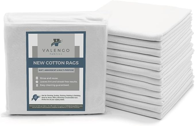 VALENGO New Lint Free Rags- 100% Cotton Rags for Cleaning Rags Cotton Cloth, Soft Tshirt Rags, Li... | Amazon (US)
