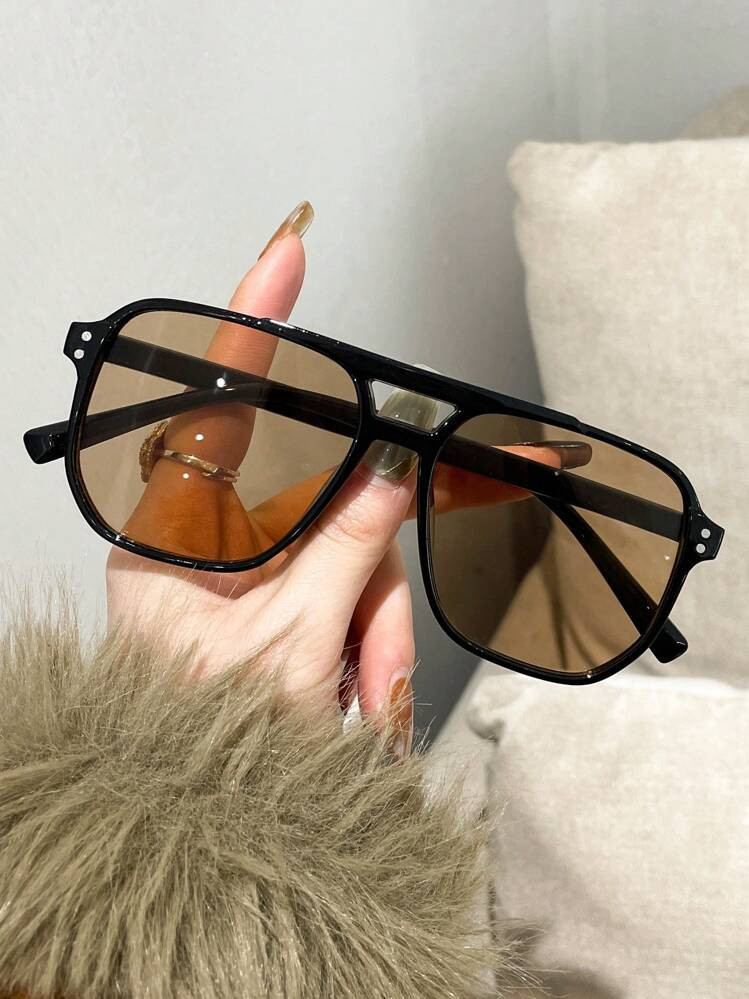 TrendsUnisex Fashion Business Pilot Style Dual Bridge Fashion Glasses, Trendy And Versatile Beach... | SHEIN