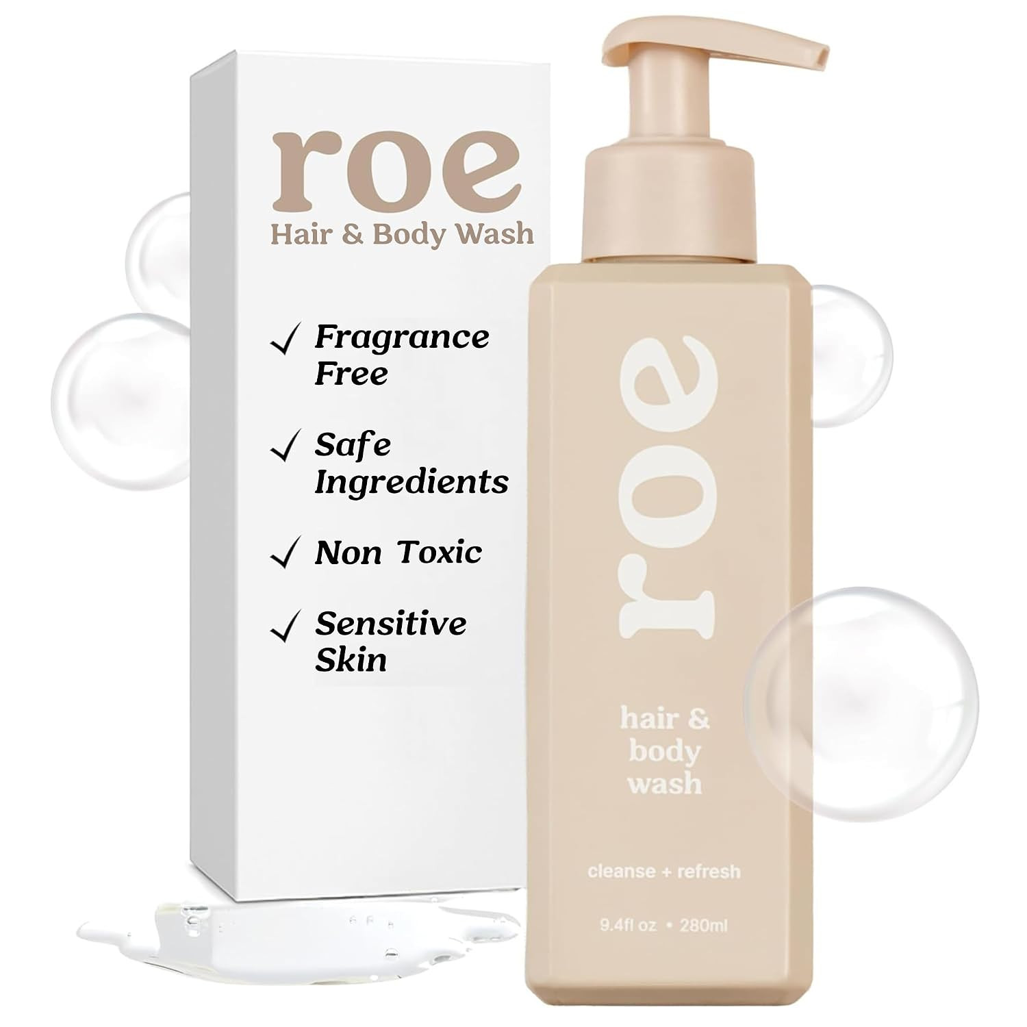 Roe Wellness- Toddler & Baby Body Wash & Shampoo Moisturizing Clean Ingredients | Suitable for Sensitive Skin, Fragrance-Free, Natural Vanilla Scent, Fresh Cleaning | 9.4 fl oz. | Amazon (US)