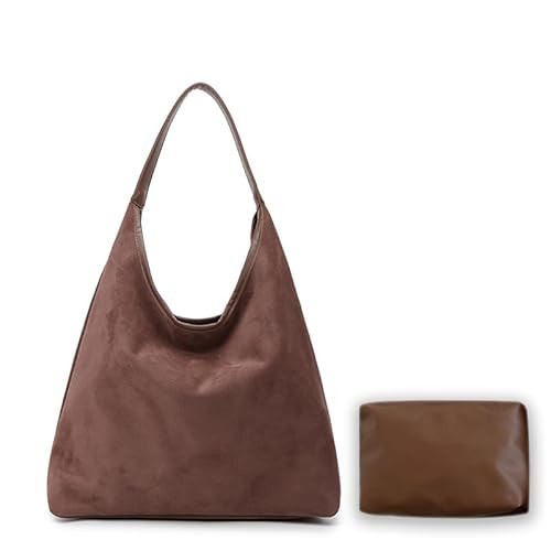 MAOILY Brown Suede Bags for Women 2024 New Brown Suede Tote Bag for Women Suedes Bag Brown Suedes Purse Bag (Coffee) | Amazon (US)