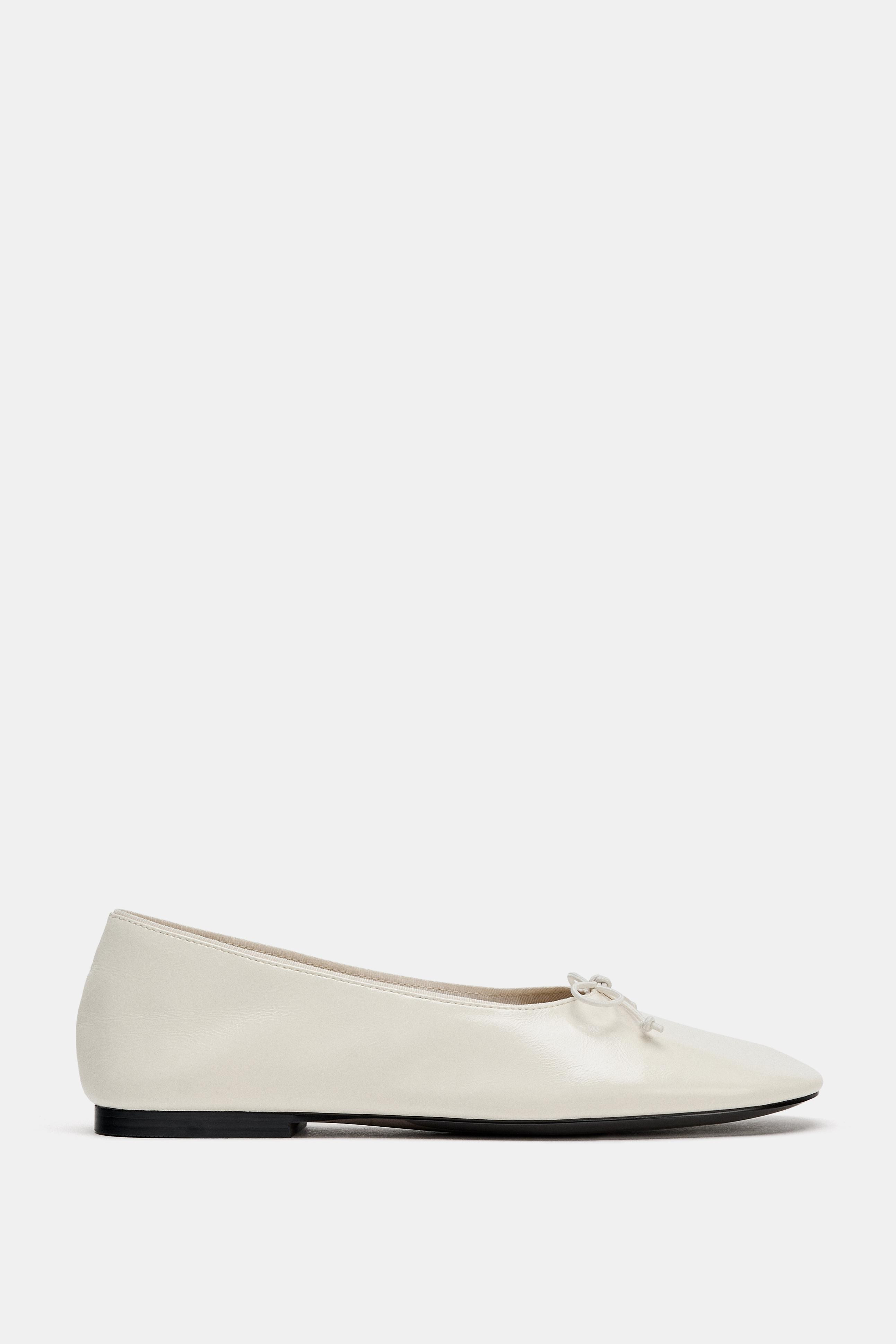 LIMITED EDITION LEATHER BALLET FLATS WITH BOW | Zara US