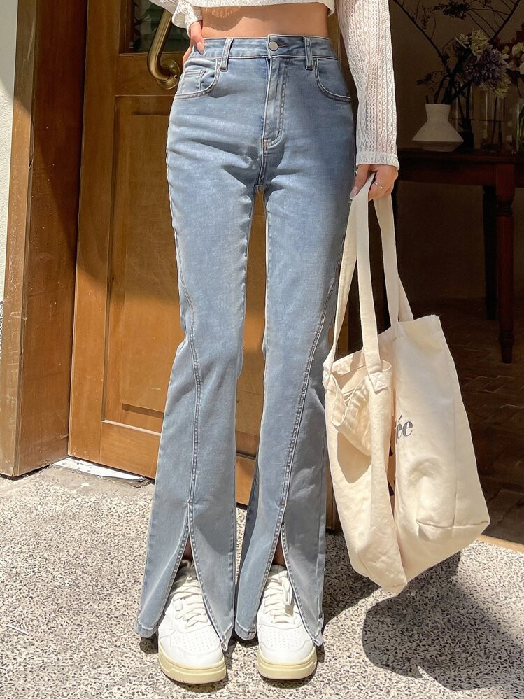 DAZY Split Hem Flare Leg Jeans | SHEIN