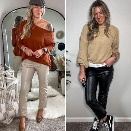 Leather pants - 30% off with code: YOURS. Available in short, pet, reg, long and tall! I wear a 30 long 

#LTKstyletip #LTKSeasonal #LTKsalealert