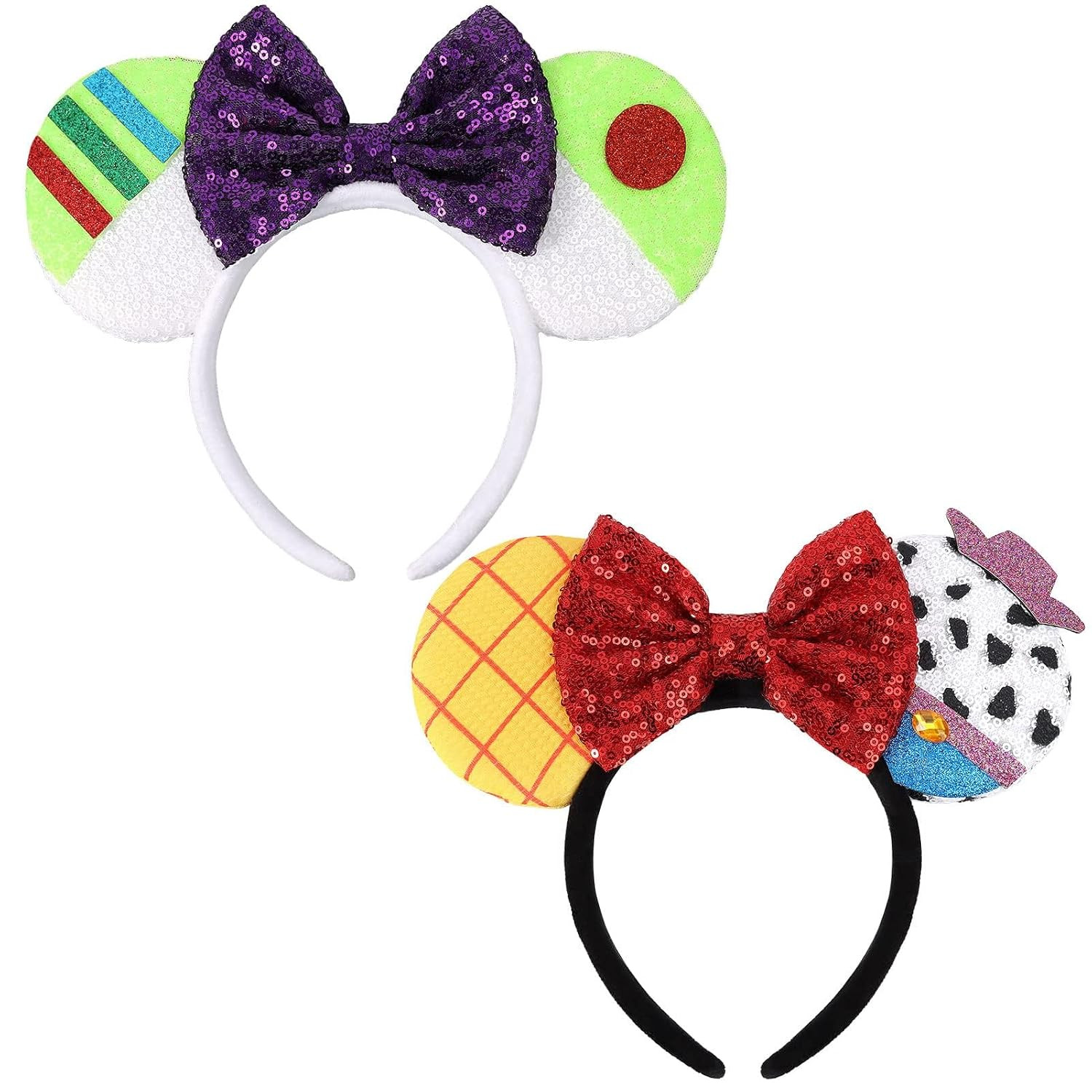 Sparkly Sequin Headbands Set, 2 PCS Costume Bow Headbands for Women, Girls & Boys, Cosplay Accessories Party Decorations | Amazon (US)