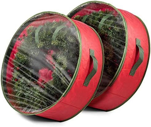 2-Pack Christmas Wreath Storage Container Clear Top 30-Inch, Breathable Non-Woven Material - Dual... | Amazon (US)