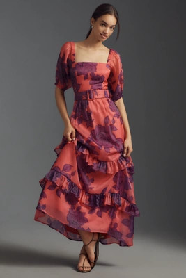 Hutch Puff-Sleeve Ruffled Midi Dress | Anthropologie (US)