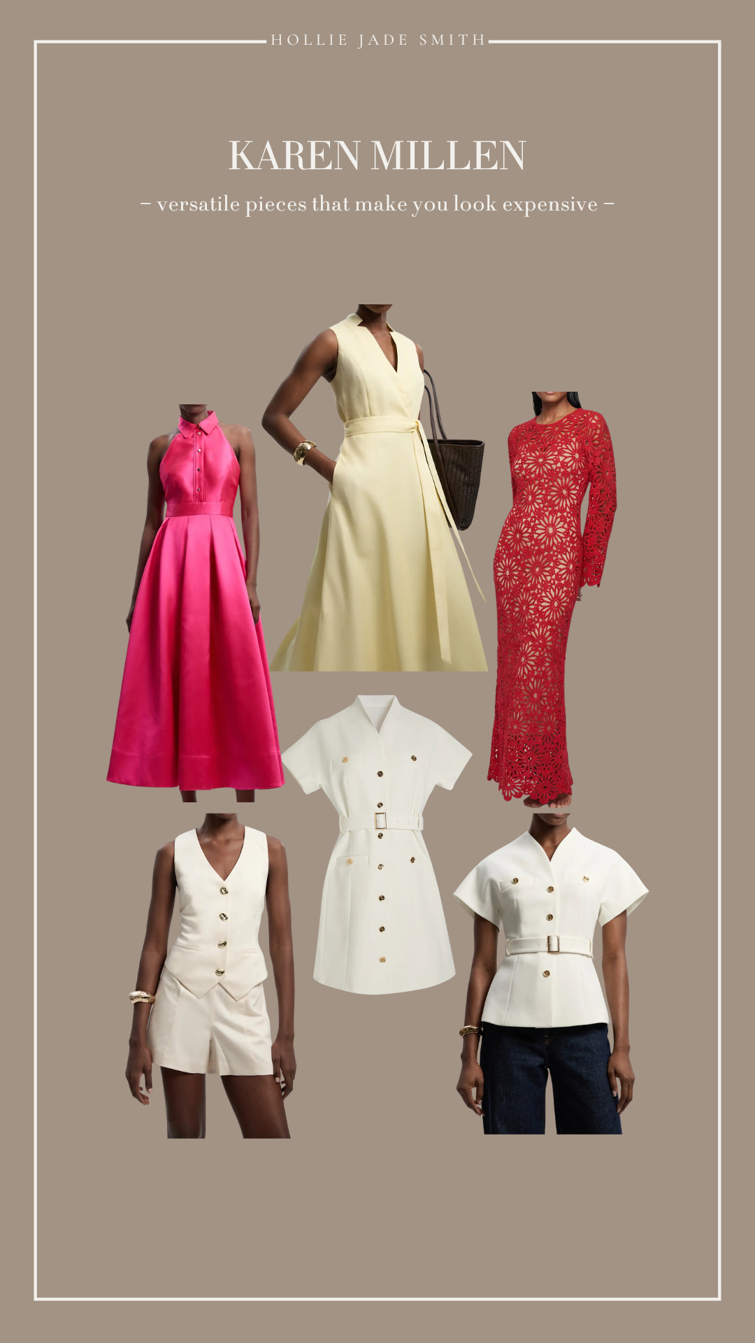 Karen Millen pieces that make you look instantly expensive ✨ 

I was really intentional with these. Everything needed to work for real life. Perfect for summer events, holidays, dinners and just feeling put together day to day. 

The tailored co-ord is so chic for daytime plans, the lemon dress is stunning for weddings and the red crochet dress is unreal for holidays!! 
Pieces I know I’ll wear on repeat all Spring/Summer, linking everything here 🤍 

|| @karenmillen #holidayoutfits #springoutfits #weddingguestdress #whitedress #elevatedoutfits #coordset #minimalstyle #springfashion 

 #LTKuk #LTKspring #LTKeurope