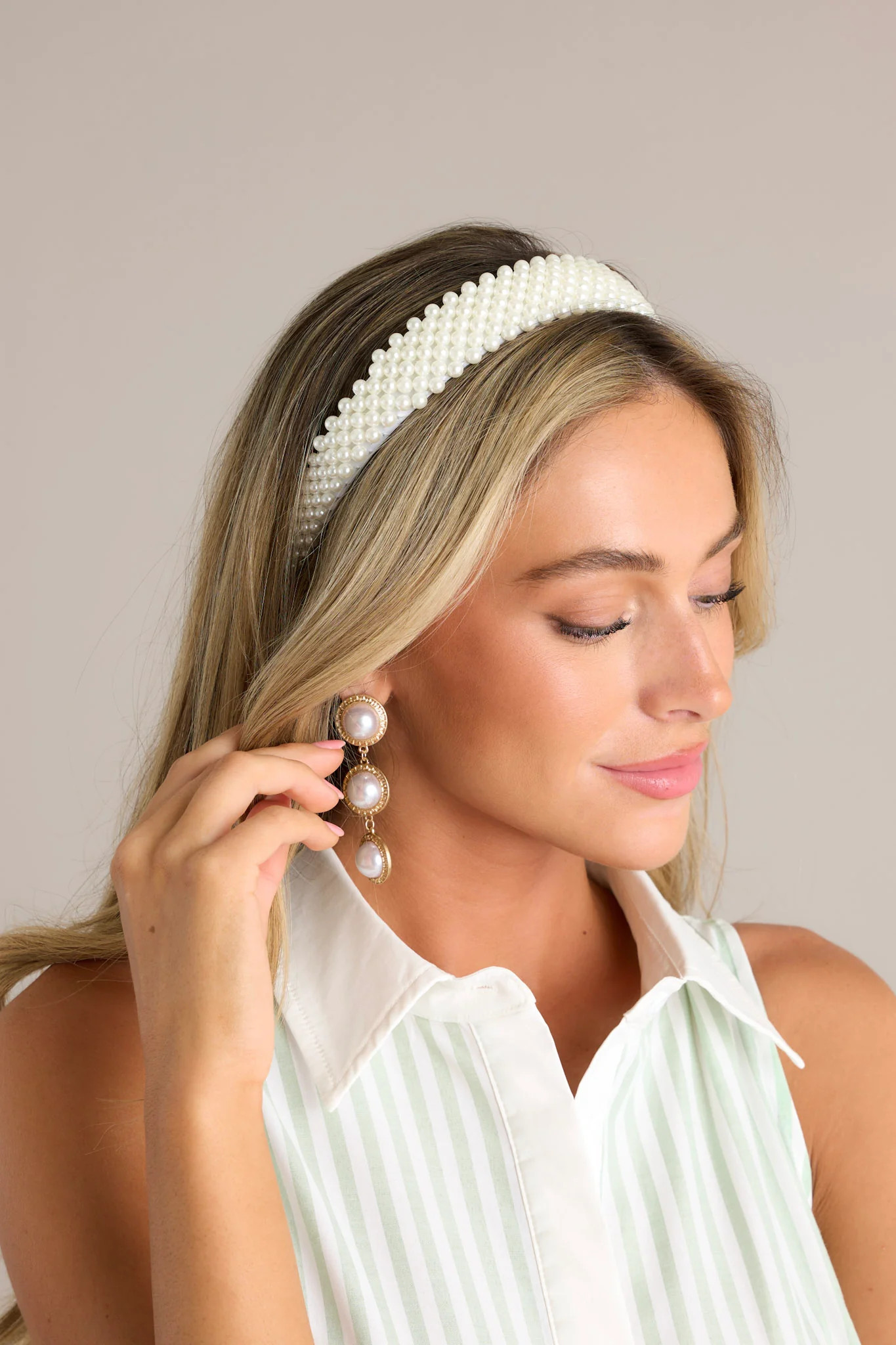 Free As The Wind Pearl Headband | Red Dress