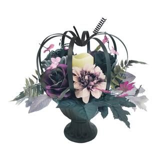 Black & Purple Rose Mix & LED Candle Arrangement by Ashland® | Michaels Stores