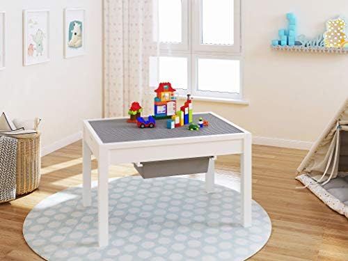 UTEX Kids 2 in 1 Large Activity Table with Storage, Construction Table for Kids,Boys,Girls, White | Amazon (US)
