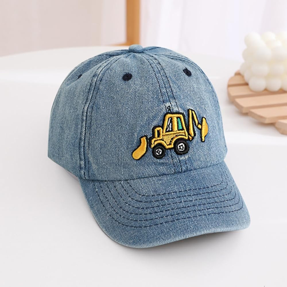 Cute Embroidery Excavator Kids Baseball Cap Adjustable Cotton Washed Vintage Cowboy Hat for Boys ... | Amazon (US)