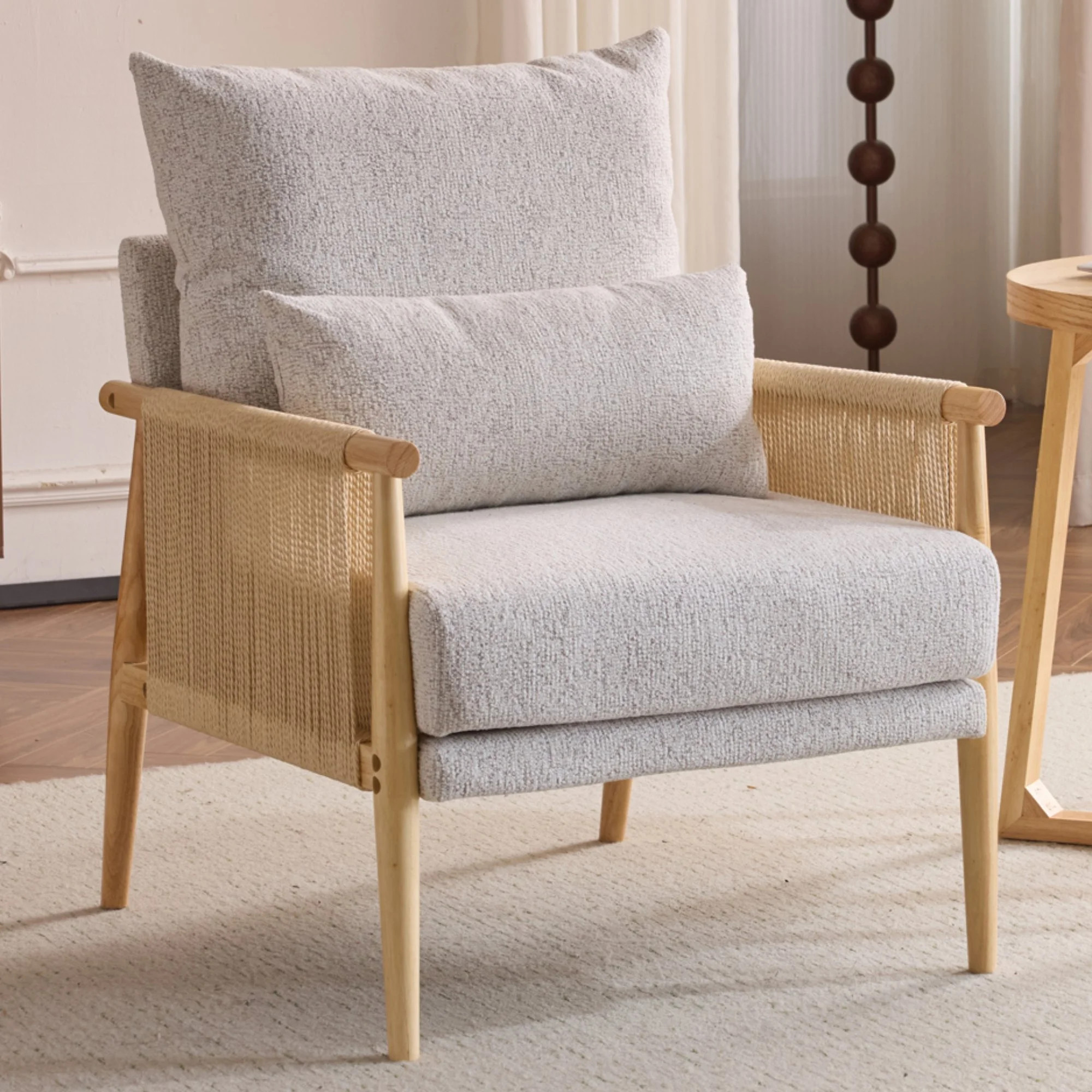 Ktaxon Silla Decorativa, Sillón con Reposabrazos de Madera Maciza y Cuerda de Yute, Sofá Indivi... | Walmart (US)