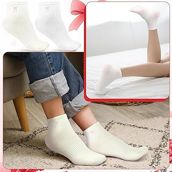 8 Pairs Bow Socks Women Coquette Crew Cotton Socks with Embroidered Bow for Ladies mother Birthda... | Amazon (US)