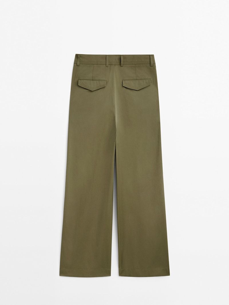 Cotton blend darted wide-leg trousers | Massimo Dutti (US)