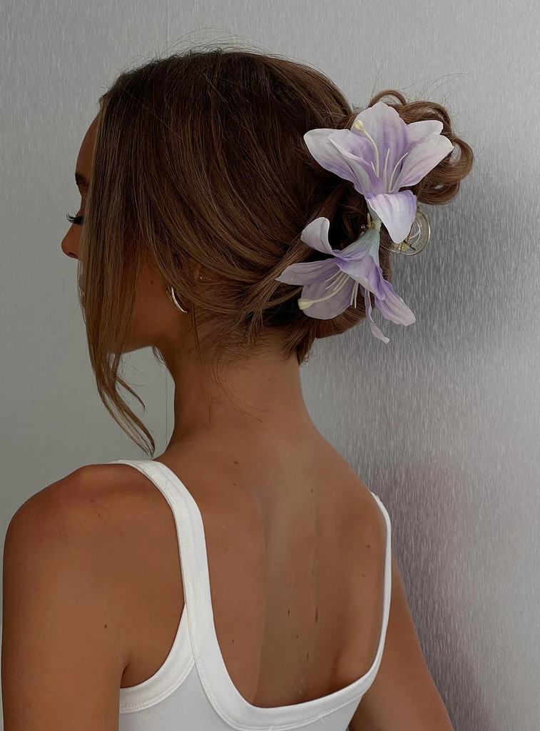 Kenedi Floral Claw Clip Purple | Princess Polly US