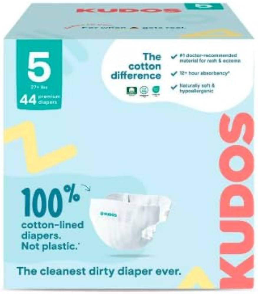 Kudos Diapers, Chlorine Free Cotton-Lined Disposable Diapers 100% Cotton-Lined - 6 Different Size... | Amazon (US)