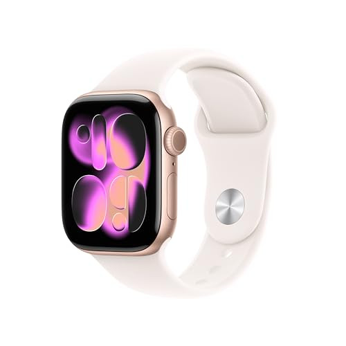 Apple Watch Series 11 [GPS 42mm] Smartwatch with Rose Gold Aluminum Case with Light Blush Sport Band - S/M. Sleep Score, Fitness Tracker, Health Monitoring, Always-On Display, Water Resistant | Amazon (US)