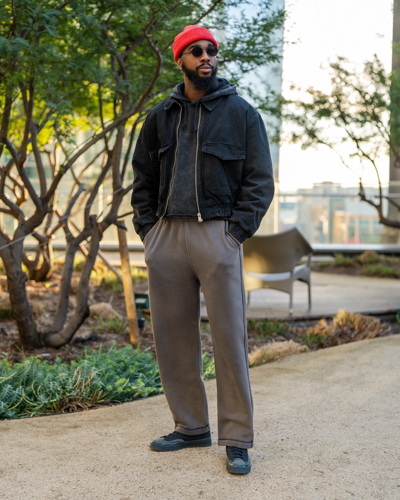 Mature casual outfit with a cropped jacket, vintage sweatpants, and a pair of chucks. Links to all pieces down below ⬇️!

#LTKmens