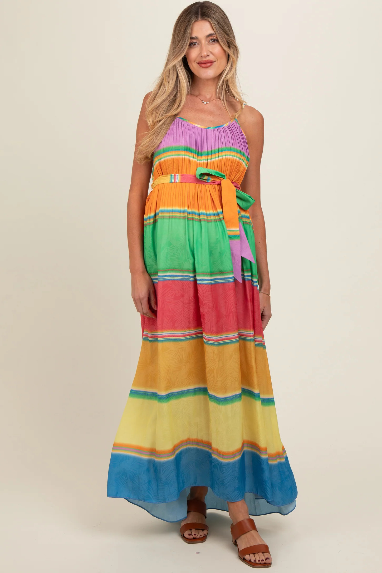 Multi Color Self Tie Adjustable Strap Maternity Dress | PinkBlush Maternity