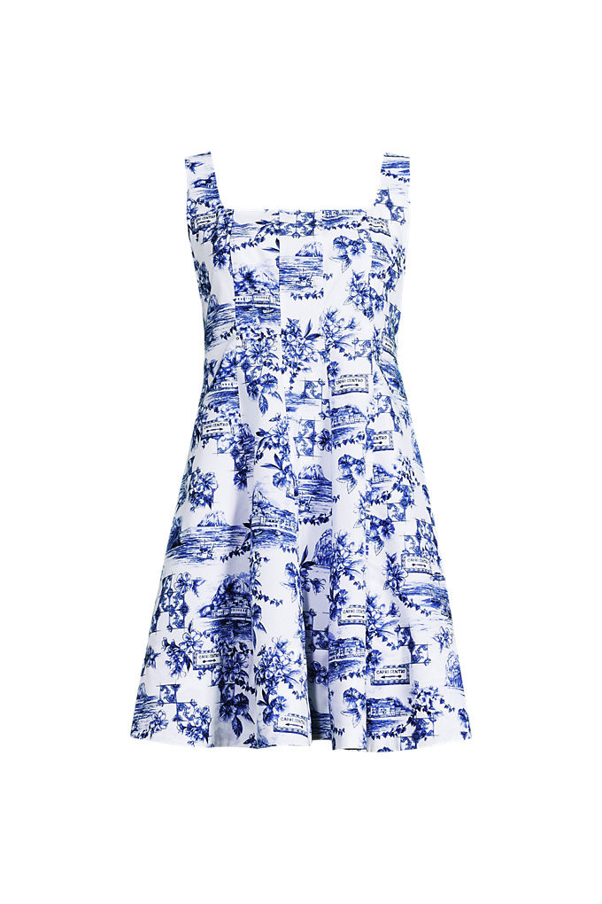Women's Plus Size Princess Seam Poplin Above the Knee Dress - Lands' End - White - 1X | Lands' End (US)