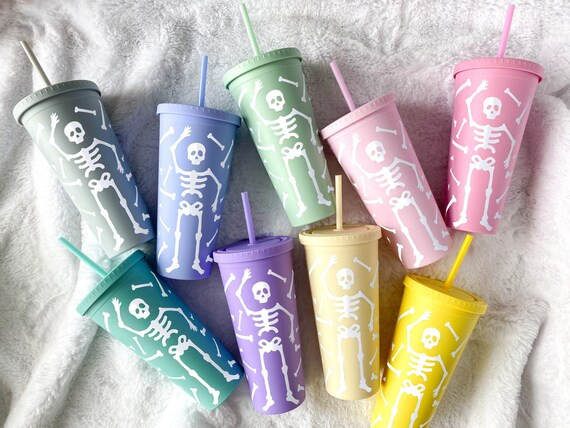 Skeleton Iced Coffee Cup Halloween Iced Coffee Tumbler | Etsy | Etsy (US)