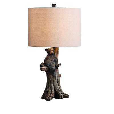 HomeRoots 25" Black Blear in a Tree  Table Lamp With Beige Shade | Target