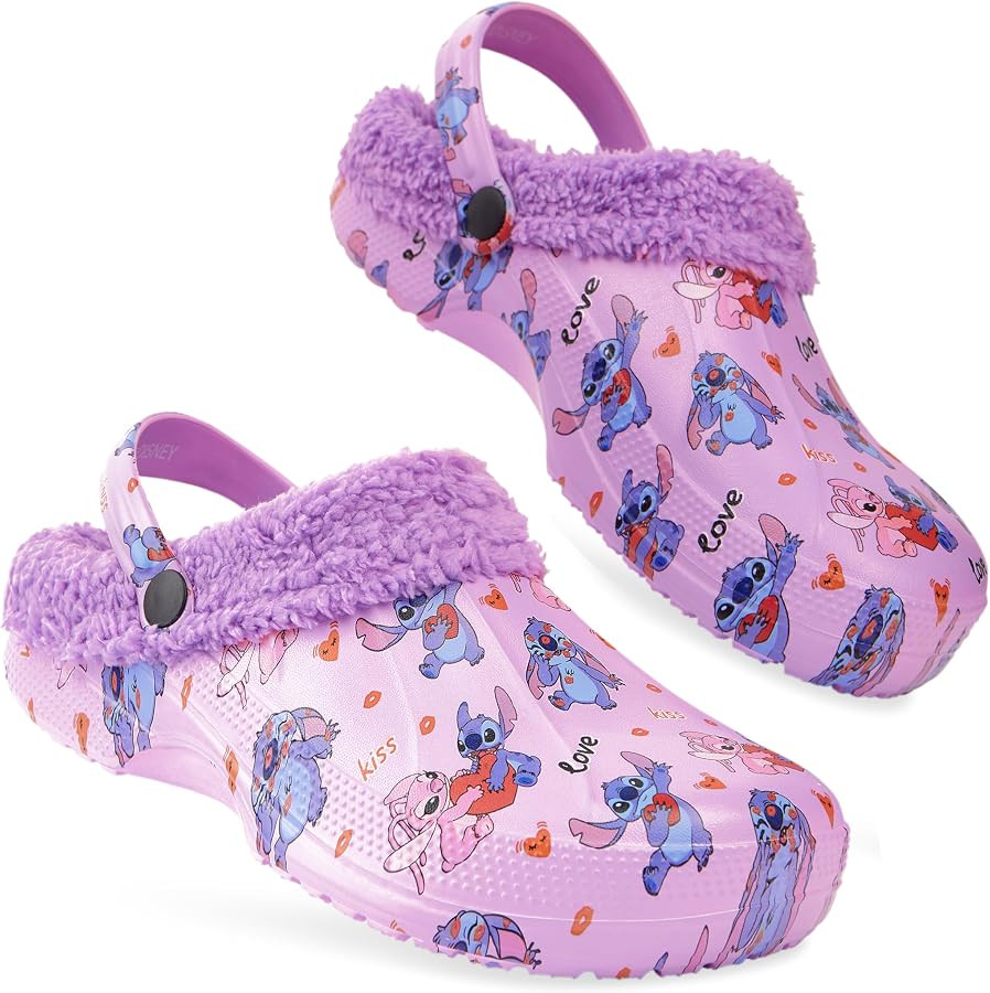 Disney Stitch Clogs for Women Winter Fleece Lining Warm Slip On Sandals Outdoor Garden Shoes with... | Amazon (US)