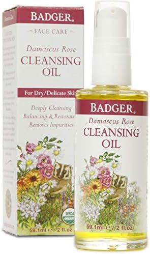 Badger - Face Cleansing Oil, Damascus Rose, Certified Organic Face Oil Cleanser, Facial Cleanser ... | Amazon (US)