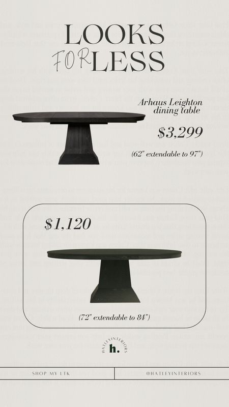 arhaus leighton dining table for less!

designer dupe, arhaus dupe, look for less, affordable home decor, black oval extendable dining table, dining room table, dining room decor, dining room inspo, wayfair finds 

#LTKsalealert #LTKhome