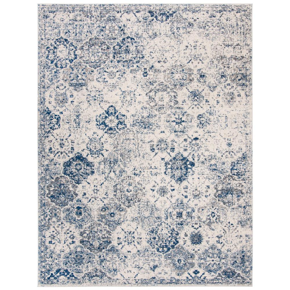 SAFAVIEH Madison White/Royal Blue 9 ft. x 12 ft. Border Area Rug | The Home Depot