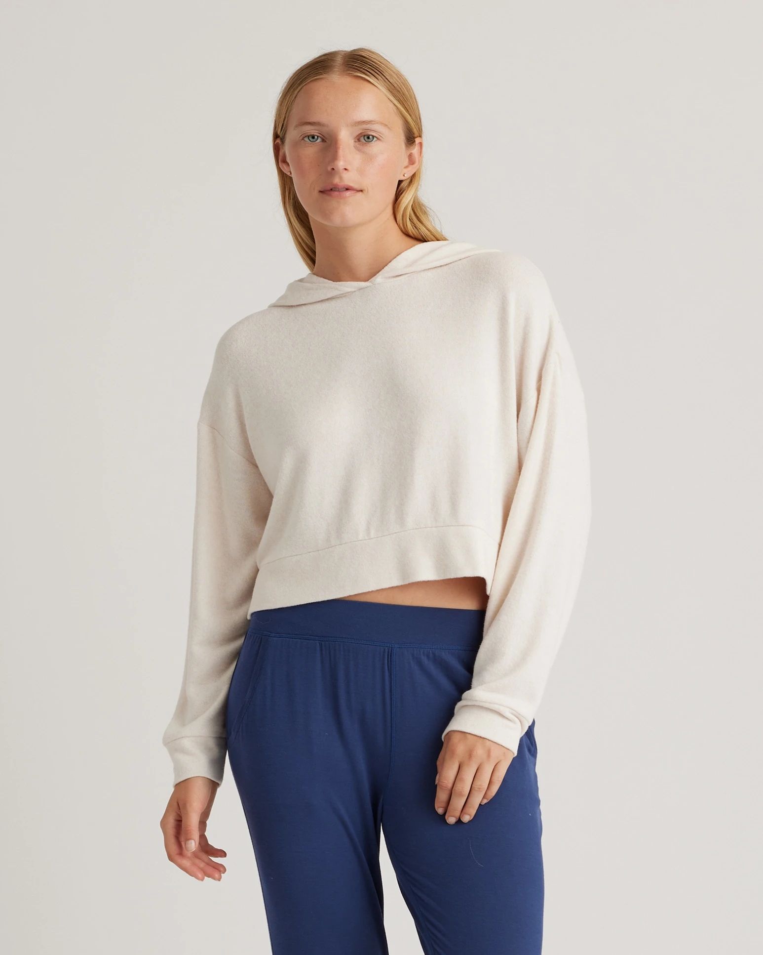 Brushed Lounge Cropped Pullover Hoodie | Quince