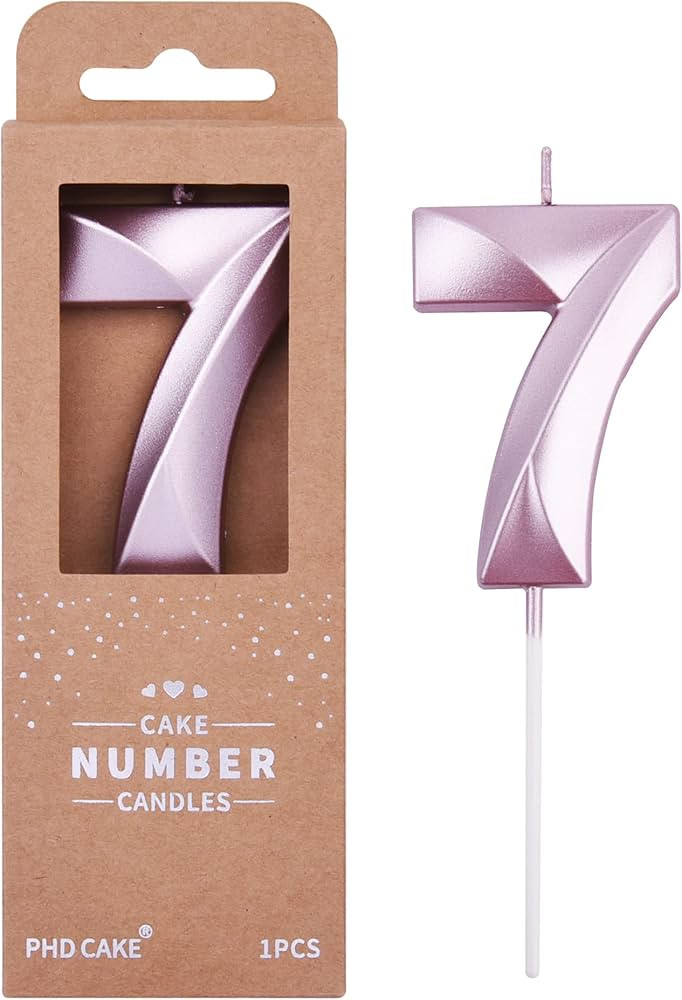 PHD CAKE 2.76 Inch Diamond Rose Gold 7 Number Birthday Candles, Rose Gold Number Candles, Cake Nu... | Amazon (US)