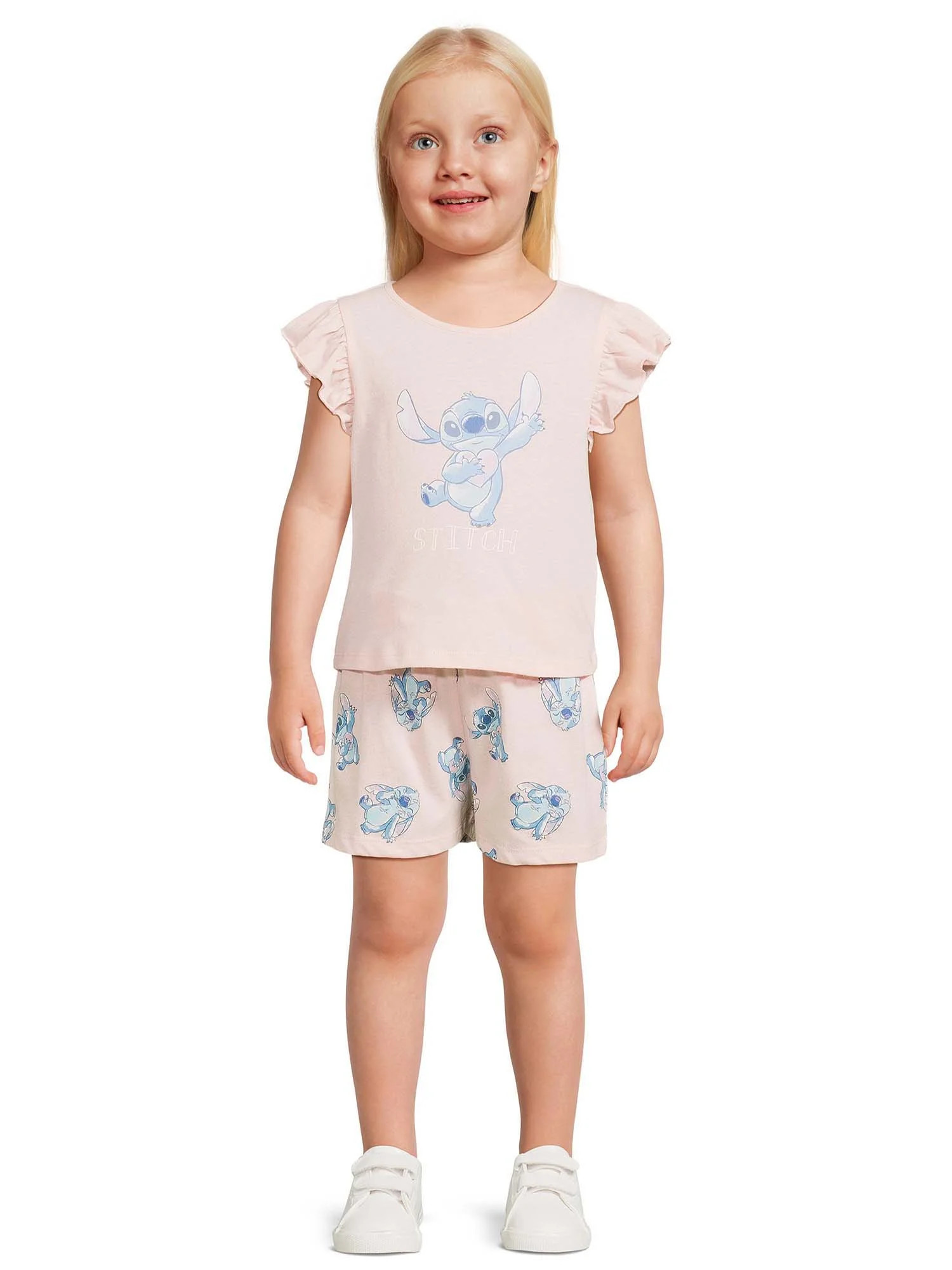 Lilo & Stitch Toddler Girls Stitch Love Kiss Graphic Tee and Shorts, 2-Piece Set, Size 12M-5T | Walmart (US)