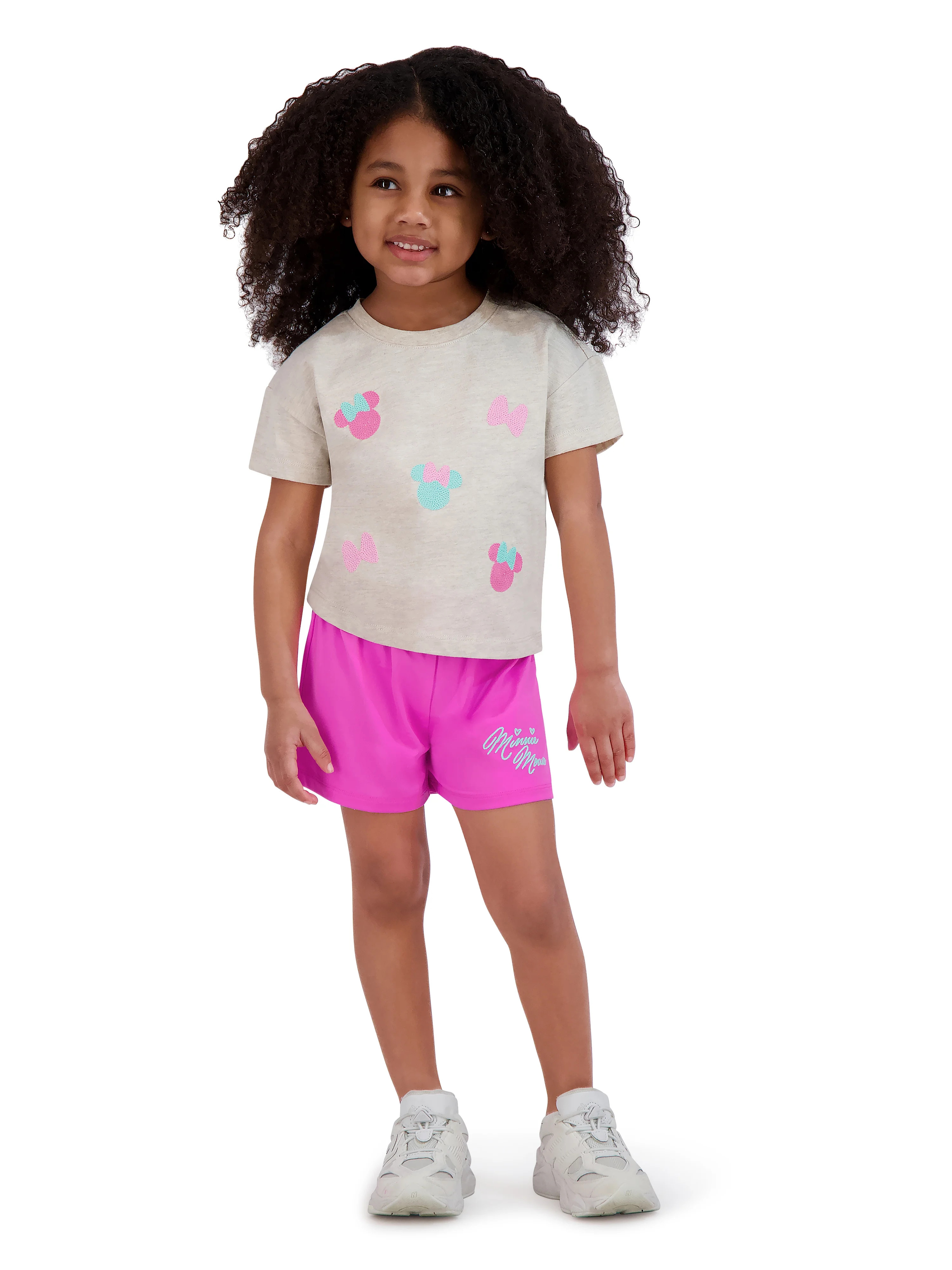 Minnie Mouse Toddler Girl 2 Piece Knit Short Set, Sizes 12 Months-5T | Walmart (US)