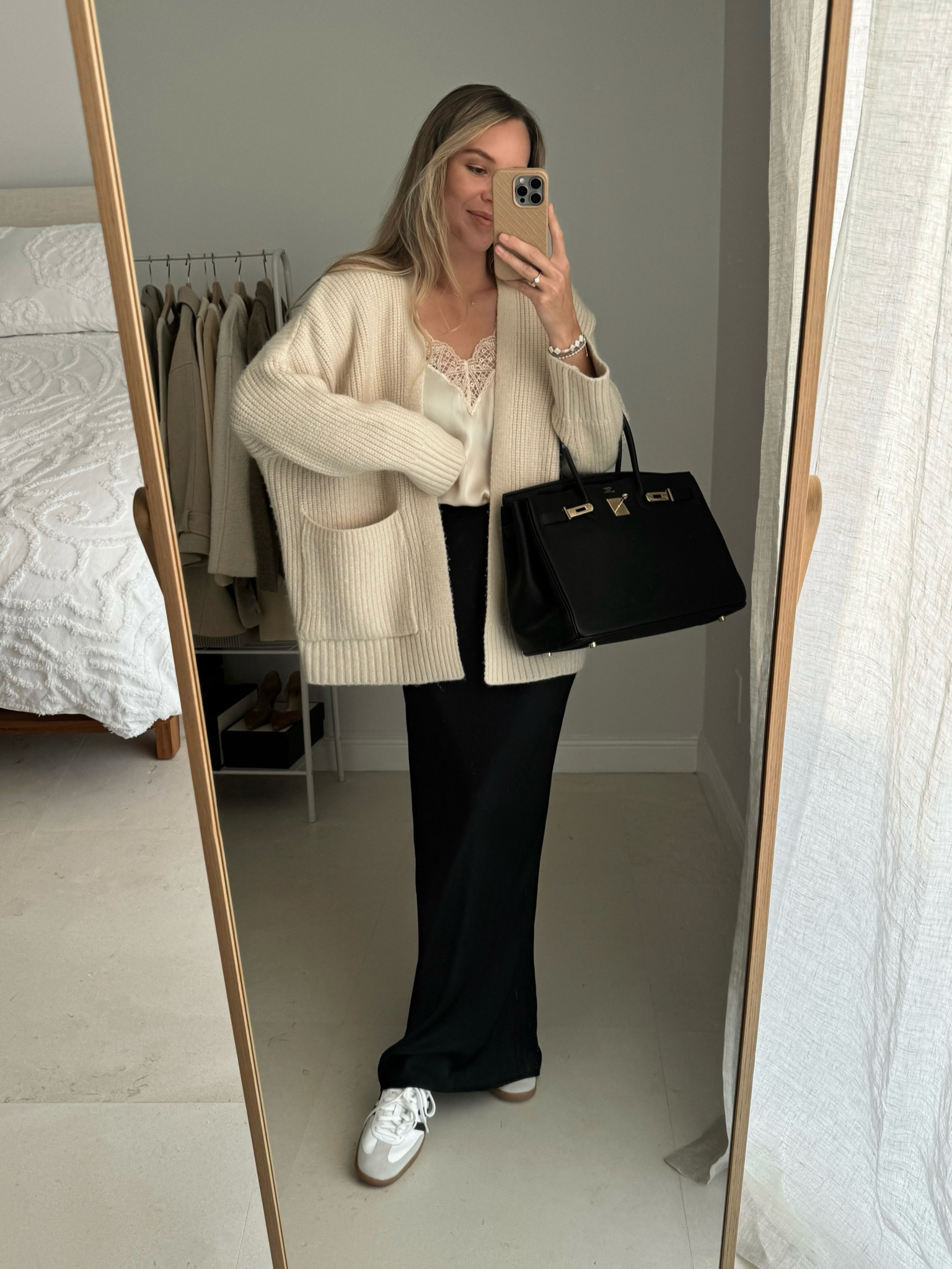 comfy fit pairing a black satin slip skirt to my new adidas samba decons! 👟🖤 

#LTKstyletip #LTKshoecrush