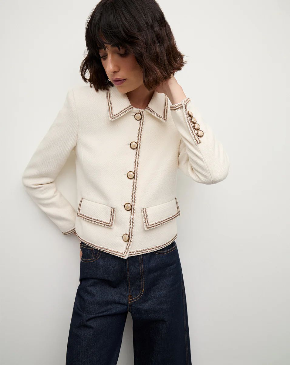 Makayla Cropped Jacket in Ivory | Veronica Beard | Veronica Beard