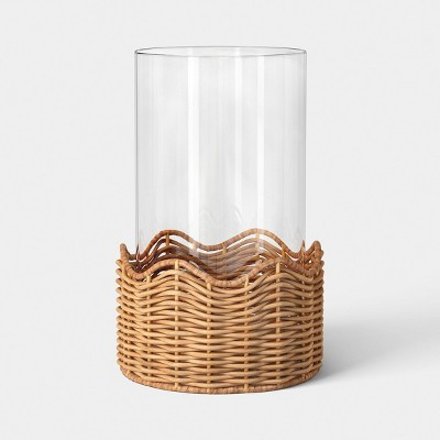 9"x6" Scalloped Rattan Hurricane Pillar Candle Holder - Threshold™ | Target