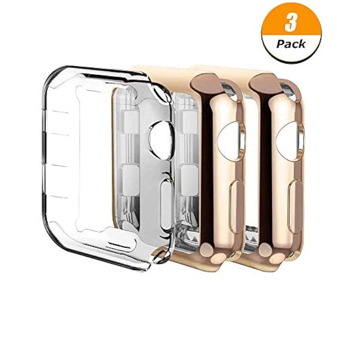 for Apple Watch Case Screen Protector 38mm, 42mm Soft Plated TPU Slim Protector iWatch Case All-Arou | Amazon (US)