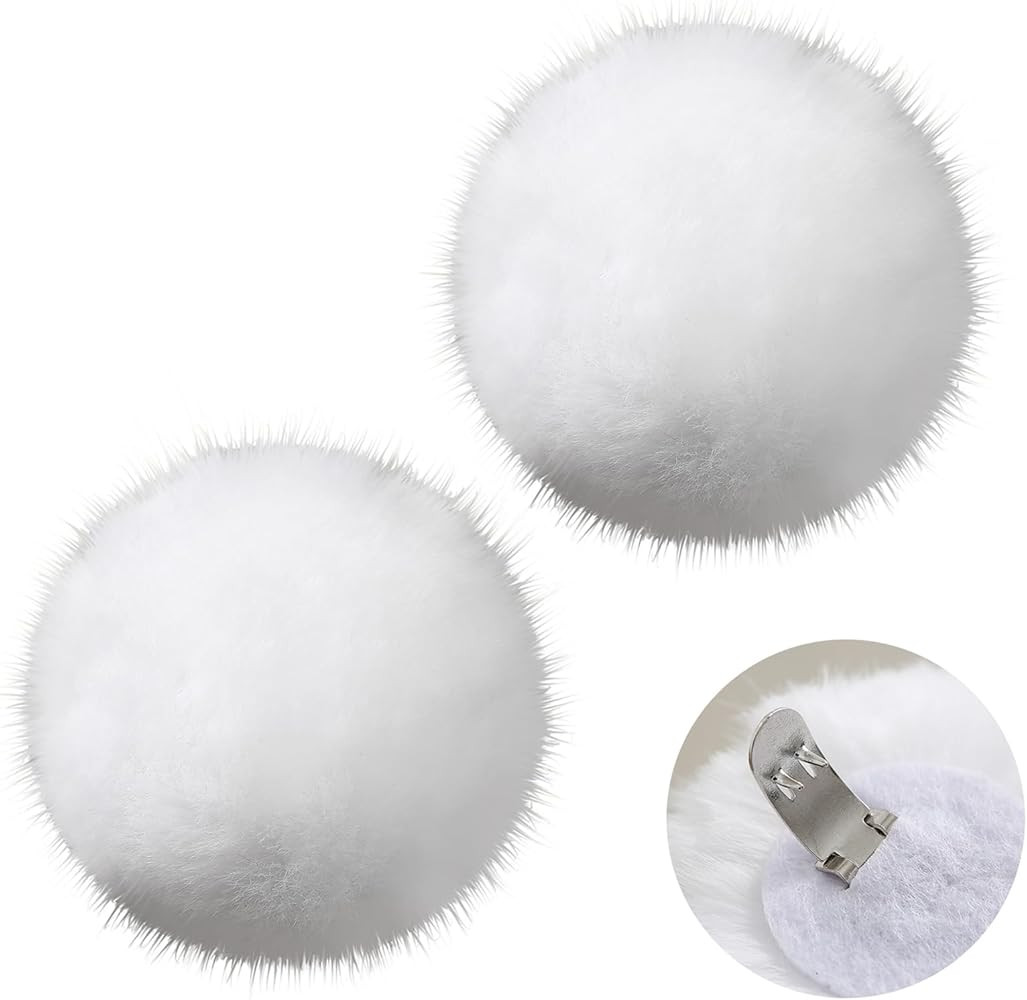 3 Inch Large Pom Pom Shoe Clips 2 Pcs Fluffy White Shoes Ball Decoration Women Halloween Fairy Co... | Amazon (US)